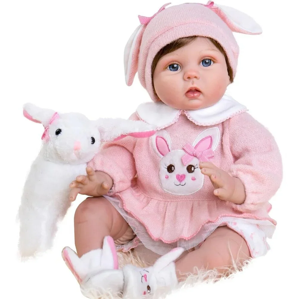 🆕22inch Soft Vinyl Body Newborn Baby Poseable Limbs Open Eyes Reborn Pink Girl